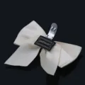 Elegant beige handmade ribbon bow shoe clip for high heels and bridal wedding footwear - Single Pack - Oval Rhinestone Bowknot (S0077) / Off White