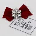 Elegant burgundy fabric bow shoe clip with a sparkling crystal snowflake for bridal heels - Single Pack - Flower Cluster Rhinestone Bowknot (S0078) / Burgundy
