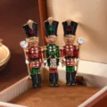 Vintage nutcracker rhinestone enamel brooch trio soldier coat pin fashion jewelry accessory - Three Lining Up Soldiers