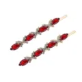 Ensemble de longues pinces a cheveux en strass rouges style coreen pour femmes elegantes - Rouge