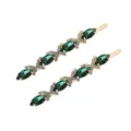 Élégante pince à cheveux en strass vert long bijou de tête cristal accessoire femme chic - Vert