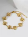 Pulsera de abalorios de concha de acero inoxidable dorado para mujer, joya de verano elegante. - Dorado