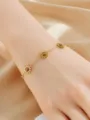Edles Sonnenblumen Armband aus Edelstahl mit braunem Stein, eleganter goldener Armschmuck. - Armband