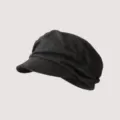 Primo piano di coppola grigia scura plissettata, ottimi dettagli della texture del cappello. - M（56-58cm） / Grigio nero