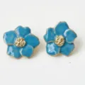French style blue enamel five petal flower earrings with gold rim elegant jewelry for women - Haze Blue