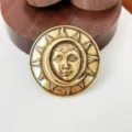 Vintage sun and moon face relief metal brooch creative badge pin for coat suit bag accessories - Metallic Style