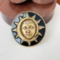 Vintage sun and moon face relief metal brooch creative badge pin for coat suit bag accessories - Enamel Style