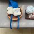 Cute plush earmuffs for women winter warm windproof ear cover soft knitted strap design - One Size / Blue
