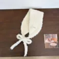 Koreanischer Stil einfarbiger Lammfleece warmer Ohrenschützer Winter Strick Schleife Stirnband - Einheitsgröße / Weiß
