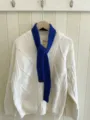 Solid color slim knit scarf for women, retro baguette winter neck warmer versatile. - 5x130cm / Sapphire Blue