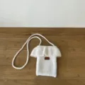 Strick Umhaengetasche Handy Beige Ruetsche Schultertasche Daumen Freizeit Tasche - Gebrochenes Weiß