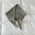 Black and white striped knit triangular scarf women winter warm fashion casual neck wrap - White / 30x90cm