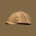 Vintage gewaschene Schiebermütze für Damen und Herren Retro kurze Krempe Newsboy Mütze - M (56-58cm) / Khaki