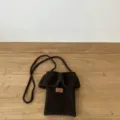 Dunkelbraune geflochtene Rüschen Umhängetasche Handytasche Retro Wollbeutel Alltagsstil - Kaffeebraun
