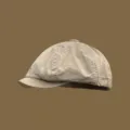 Vintage gewaschene Schiebermütze für Damen und Herren, lässige kurze Krempe Retro Entenschnabel. - M (56-58cm) / Beige