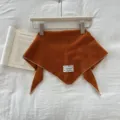 Reine Wolle gewellter Rand Dreiecksschal Damen Herbst Winter warme einfarbige Halstuch - Kürbisorange