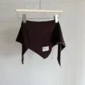 Koreanischer Stil reine Wolle braunes Dreieckstuch mit welligen Rändern, Herbst Winter warmer Schal. - Kaffeebraun