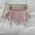 Rosa Reine Wolle Gestreickter Dreiecksschal Gekrauster Rand Winter Warme Halstuch Neu - Rosa