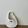 Off-white knitted hobo shoulder bag, casual solid color underarm bag for women daily commute. - One Size / White