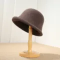Vintage wool felt cloche hat for women, short brim dome bucket hat, elegant winter brown. - M (56-58cm) / Coffee