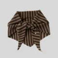 Brown striped knitted triangular scarf women winter warm fashion neck warmer shawl item - Coffee