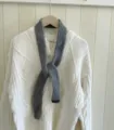 Grey knitted scarf baguette winter neck warmer short solid color cozy fashion accessory - 5x130cm / Gray
