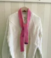 Pink knit skinny scarf for women, solid color retro baguette winter warm neck wrap chic. - 5x130cm / Rose Red