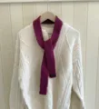 Chic solid color knit small scarf retro baguette neckerchief versatile winter warm wrap - 5x130cm / Rose Purple