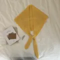 Korean style 100% pure wool ribbon triangle scarf for women, warm stylish winter shawl. - Yellow