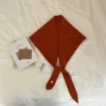 Korean 100% pure wool ribbon triangular scarf, stylish autumn winter layered outer wear shawl. - Orange