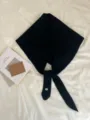 Bufanda triangular negra de lana pura para mujer otoño invierno moda chal de punto nuevo - Negro