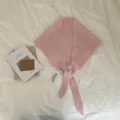 Bufanda triangular coreana 100% pura lana mujer otoño invierno moda chal de punto - Rosa Claro