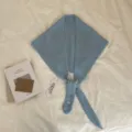 Bufanda chal triangular de punto azul claro para mujer, envoltorio de moda otoño invierno. - Azul claro