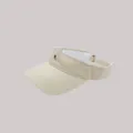 Close-up detail of the beige summer sun visor featuring stylish black letter embroidery and strap. - M (56-58cm) / Beige