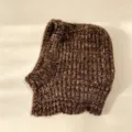 Balaclava de punto marrón para mujer, gorro cálido y cortavientos para otoño e invierno. - M (56-58cm) / Café