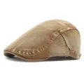 Nahaufnahme der Seite der Retro-Wasch-Denim-Schiebermütze mit Metall-Verstellschnalle. - M (56-58cm) / Khaki