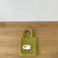 Borsa a mano in maglia verde con motivo pecora soffice carina borsa casual per uso quotidiano - 18x20cm / Verde matcha