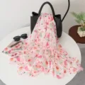 Damen rosa Blumen Druck Schal leicht Sommer Strand Tuch Sonnenschutz Accessoire Modisch - Rot Bedruckt
