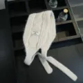 Koreanischer Zopfstrick Ohrenwärmer Winter warme winddichte Haube mit Bändern und Label. - Einheitsgröße / Beige