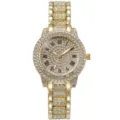 Montre quartz femme or strass de luxe avec cristaux scintillants et chiffres romains classiques. - Montre Unique Or
