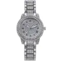 Damen Strass Quarz Uhr silberne Full Diamond Armbanduhr mit römischen Ziffern Zifferblatt - Silberne Einzeluhr