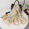 Damen Blumenmuster Schal Sommer Strand Sonnenschutz Leichte Mode Tuch Accessoires - Gelb Grün Bedruckte Variante