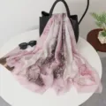 Ethno Paisley Print dünner Seidenschal Damen Sommer Strand Tuch Sonnenschutz Schal. - Rosa Paisley Bedruckt