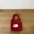 Bonito bolso de mano rojo de punto con motivo de oveja bolso tejido casual variante - 18x20cm / Burdeos