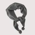 Grey wool blend knitted triangular scarf with pom pom for women winter fashion warm shawl. - 36X115cm / Premium Gray No. 4