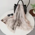Ethischer Print dünner Seidenschal Damen Sommer Strand Sonnenschutz Tuch modischer Schal - Kaffee Paisley Bedruckt