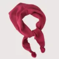 Women's Red Knitted Triangle Scarf with Pom-Poms, Wool Blend Winter Neck Warmer Shawls - 36X115cm / Plum Pink No. 7