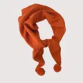 Stylish autumn winter orange knitted scarf for women warm wool neck wrap with pom poms. - 36X115cm / No. 8 Orange