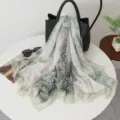 Damen ethnischer Druck Seidentuch dunner Sonnenschutz Strand Tuch Sommer Mode Schal Wrap - Grün Paisley Bedruckt