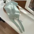 Écharpe triangulaire en tricot ajouré style coréen unie polyvalente foulard chaud - Vert Lac